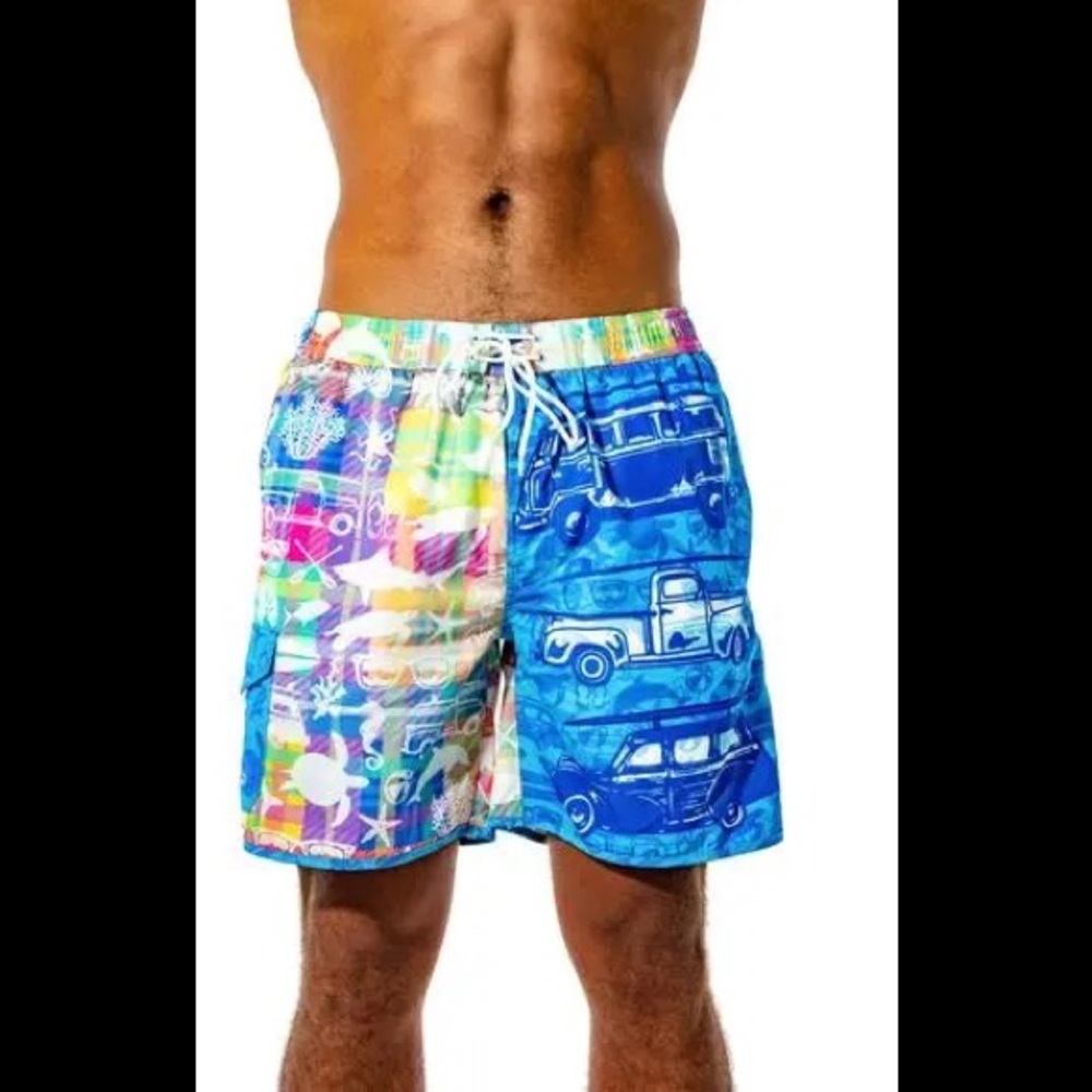 New Mens swim trunks antique car rambler swimsuit